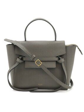 Celine Belt Bag Nano 2-Way Crossbody Leather Gray Gold